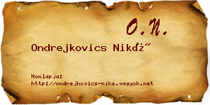 Ondrejkovics Niké névjegykártya